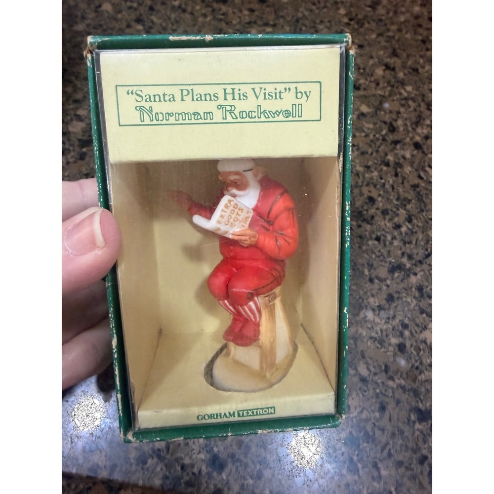 Vintage 1980 Norman Rockwell Santa Plans His Visit‎ Gorham Christmas Figurine
